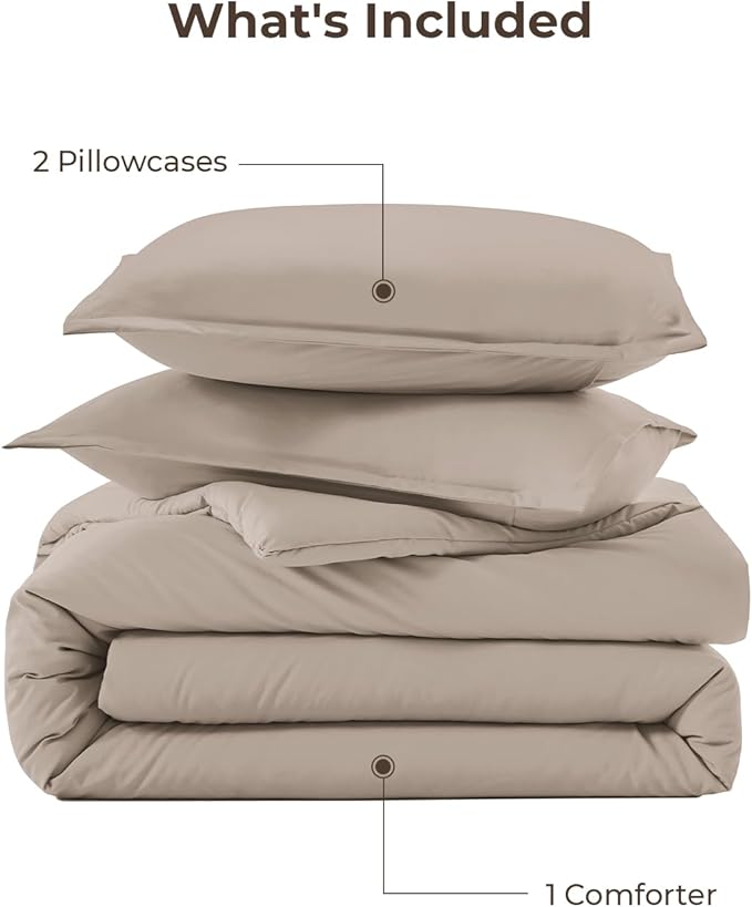 Litanika Light Coffee Comforter Set Queen Size, 3 Pieces Lightweight Solid - Image 7
