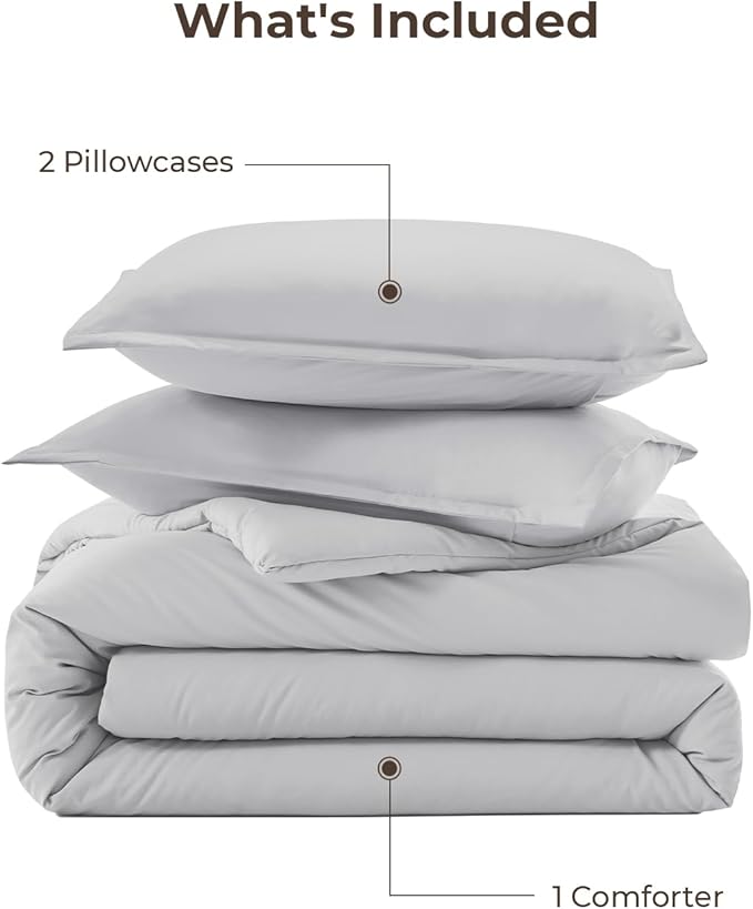 Litanika Light Grey Comforter King Size, 3 Pieces Lightweight Solid Bedding - Image 7
