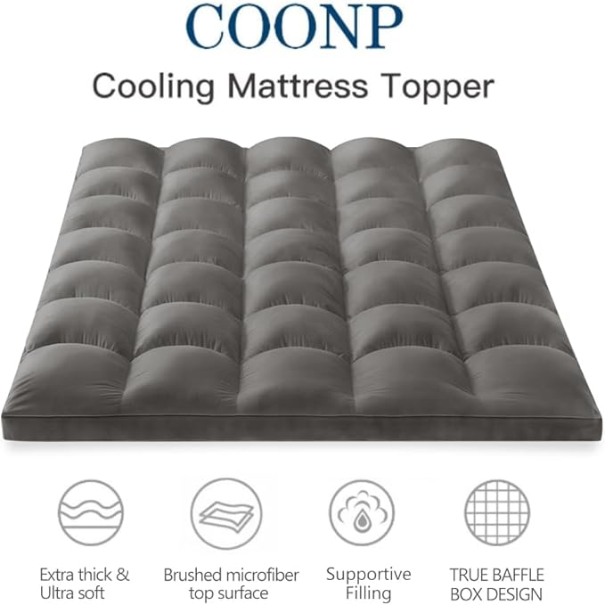 COONP Queen Mattress Topper, Extra Thick Pillowtop, Cooling Plush Mattress Pad - Image 2