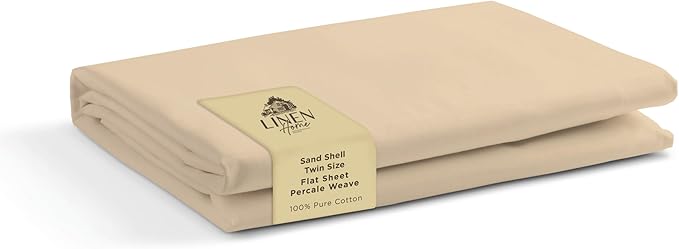 Linen Home 100% Cotton Percale 1 Flat Sheet, King Size by LINENHOME