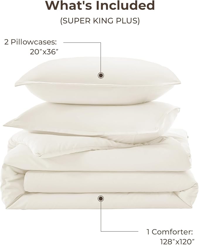 Litanika Oversized King Comforters Ivory Super King Plus Size, 3 Pieces - Image 7