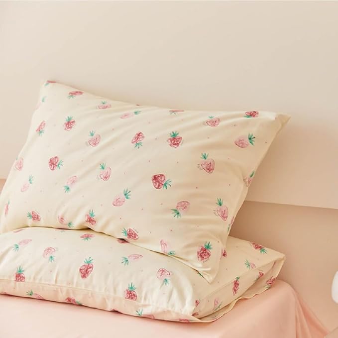 Nayoroom Strawberry Duvet Cover Set Queen Size Girls Cute Pink Strawberries - Image 6