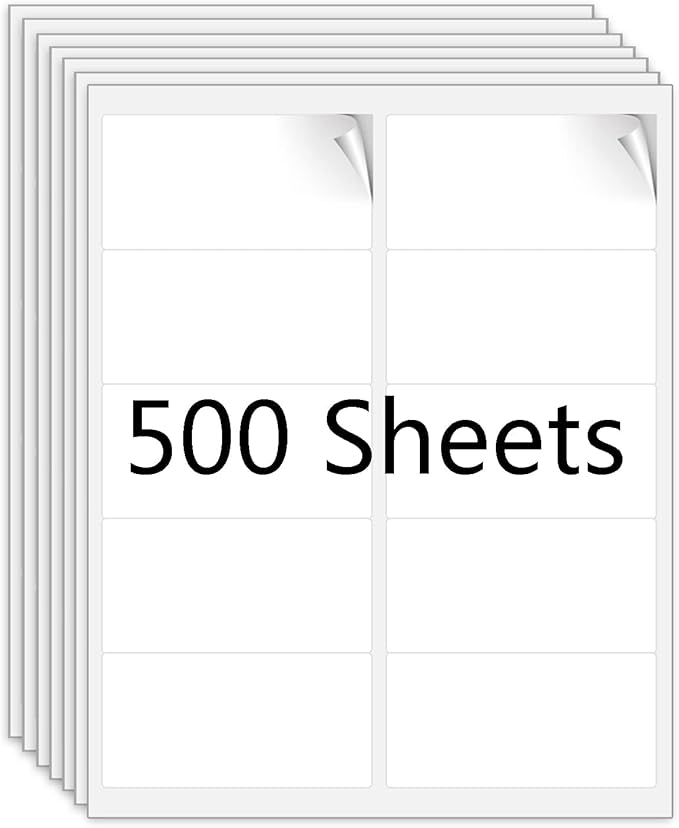 10-UP Address Labels for Laser/Inkjet Printers, White, 2 x 4 Inch, (500 Sheets - 5000 Labels)-DeskoryOffice