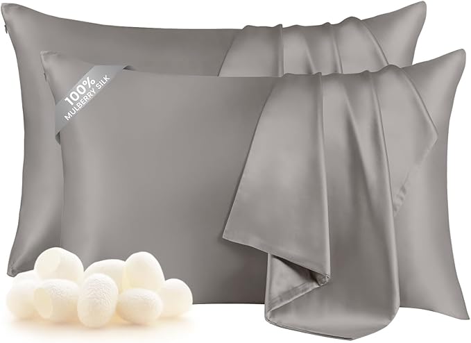 THXSILK Set of 2 100% Natural Mulberry Silk Pillowcase by THXSILK