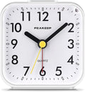 Peakeep Small Battery Operated Analog Travel Alarm Clock Silent No Ticking by PEAKEEP