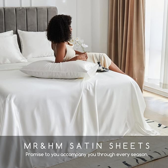 MR&HM Satin Bed Sheets, Twin XL Size Sheets Set - Image 6