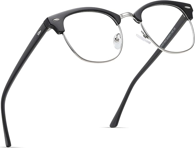 Blue Light Blocking Glasses Vintage Half Frame UV Clear Lens Anti Eyestrain by AOMASTE