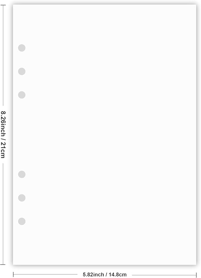 (3-Pack) A5 Blank Paper, Refills for Filofax Planner, Organizer, Binders, 6 Hole Punched, Total 300 Sheets/600 Pages, 100gsm, White, 5.8 x 8.2 Inch-DeskoryOffice