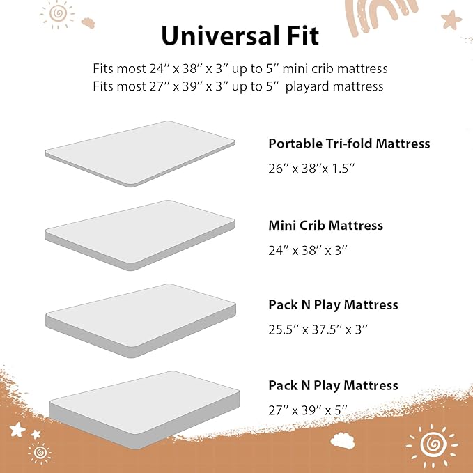 Baby Mini Crib Sheets Boy, Portable 38”x26” Pack and Play Sheets Fitted - Image 8