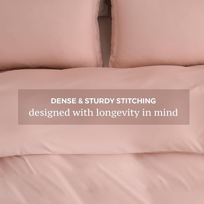 JSD Dusty Pink Duvet Cover Set King Size, 3 Piece Duvet Cover - Image 5