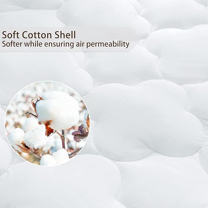 WhatsBedding Waterproof Mattress Pad Queen Size Cotton Top Down Alternative - Image 4
