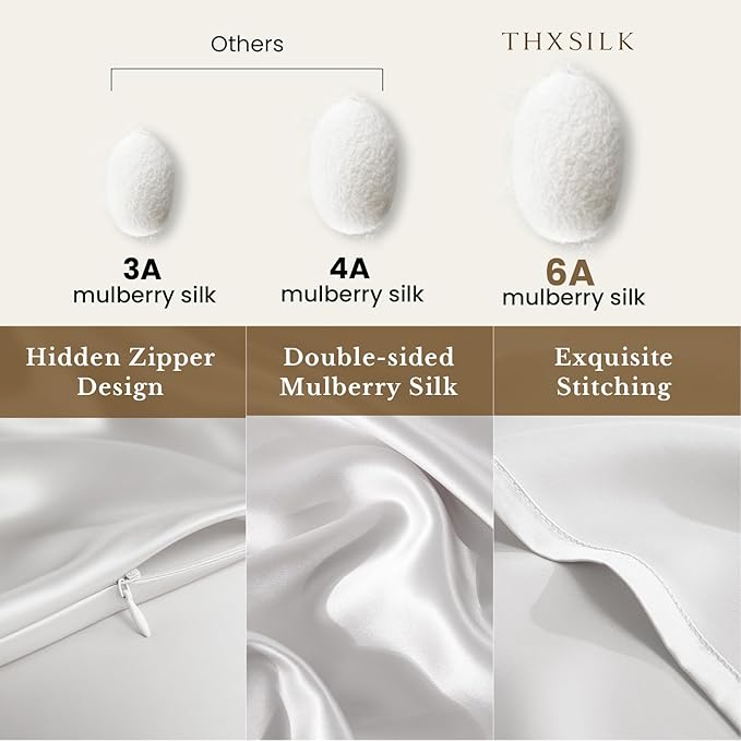 THXSILK 100% Silk Pillowcase for Hair and Skin Luxury 25 Momme Mulberry Silk - Image 2