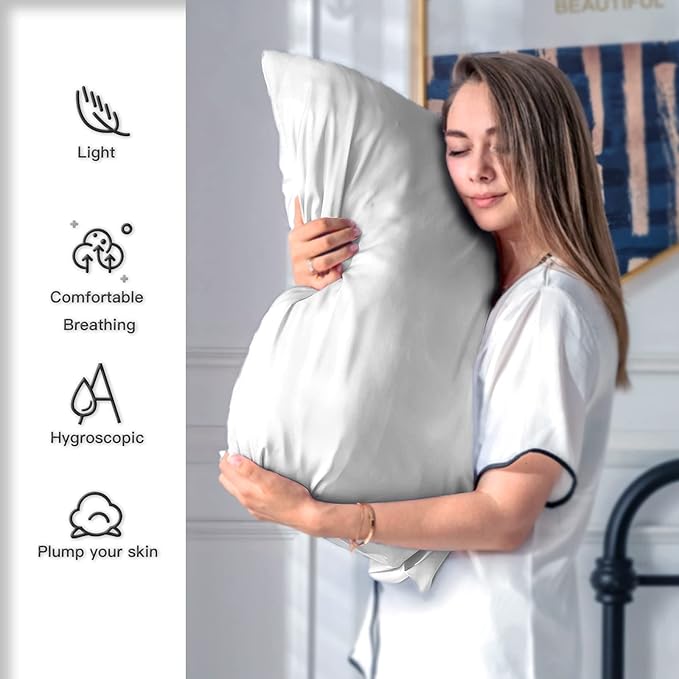 Silk Pillow Cases 2 Pack Soft Breathable and Sliky King Size Pillow Cases Set - Image 3