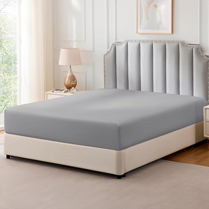 FreshCulture Pure Cotton Fitted Sheets Full Size, 300 Thread Count Percale - Image 8