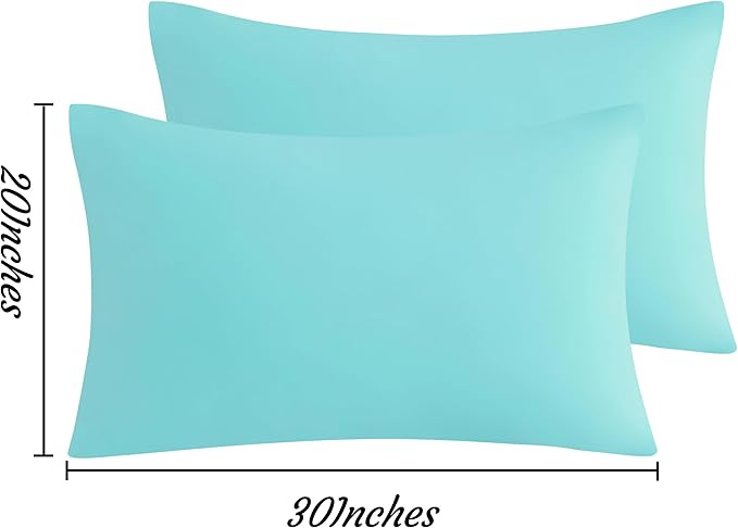 NTBAY Queen Pillow Cases Set, 2 Pack Brushed Microfiber 20x30 Inches, Aqua - Image 3