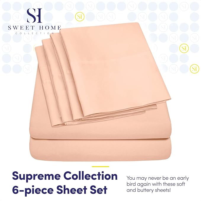 Sweet Home Collection 6 Piece Bed Sheet Set - Image 2