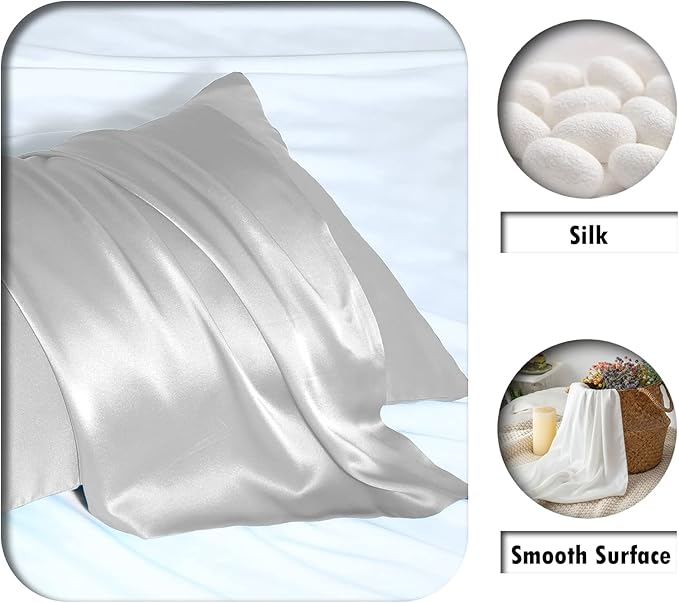 Silk Pillow Cases 2 Pack, Soft Breathable and Sliky Queen Size Pillow Cases Set - Image 2