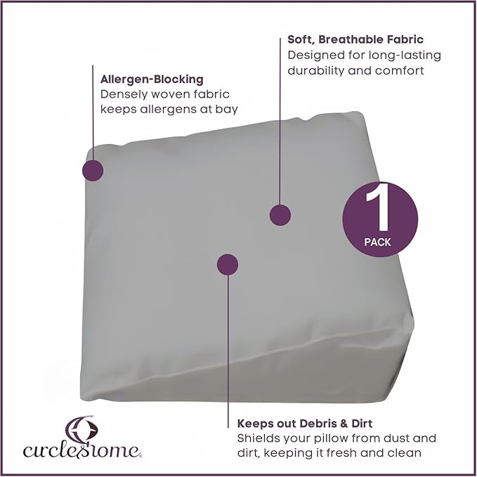 CirclesHome Wedge Pillow Cover 100% Cotton, Zippered Wedge Pillow Case Protector - Image 3