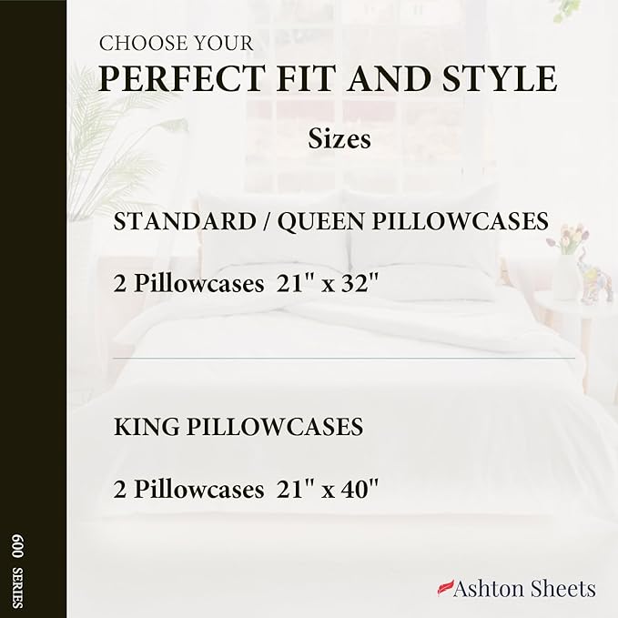 100% Egyptian Cotton King Pillow Case Set of 2 - Image 7