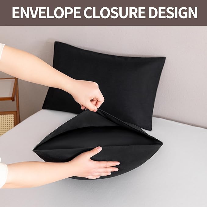 MINIPANDA Black Pillow Cases Set of 4 Queen Size - Image 4