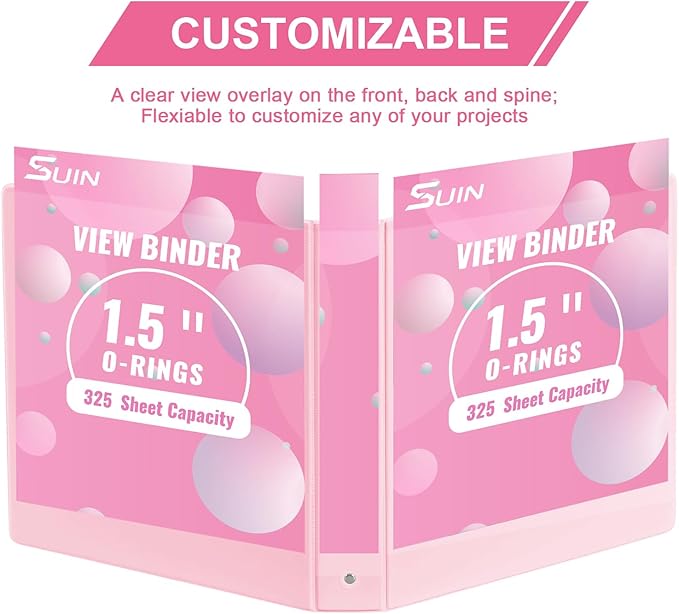 1.5-inch 3 Ring Binder with 2 Pockets, Premium 1.5'' Binders Holds US Letter Size 8.5'' x 11'' Paper - Versatile Binders for Office, Home, and School Use, 6 Pack (1.5-inch Pink)-DeskoryOffice