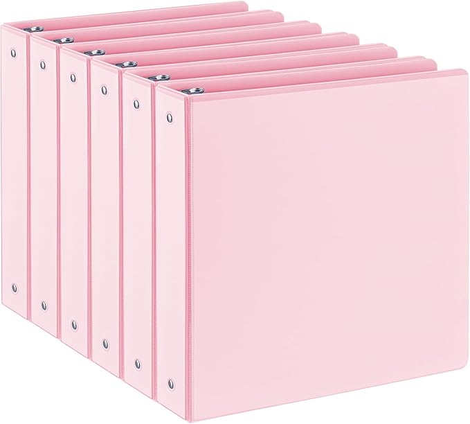 1.5-inch 3 Ring Binder with 2 Pockets, Premium 1.5'' Binders Holds US Letter Size 8.5'' x 11'' Paper - Versatile Binders for Office, Home, and School Use, 6 Pack (1.5-inch Pink)-DeskoryOffice