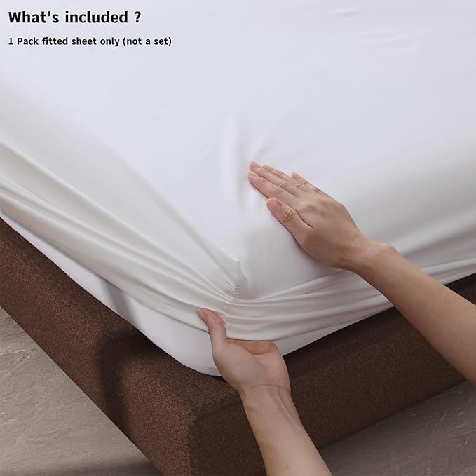 100% Egyptian Cotton Fitted Sheet Twin-XL/Split King Size White, 600 Thread - Image 4