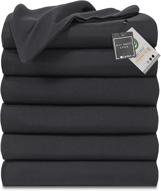 Lavisun Twin Flat Sheets Only, 6 Pack Soft Brushed Microfiber Bedding Sheets by Lavisun