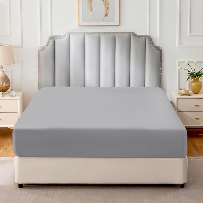 FreshCulture Pure Cotton Fitted Sheets Twin XL Size, 300 Thread Count Percale - Image 2