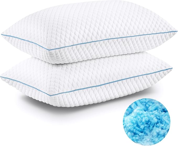 VVZ Cooling Bed Pillows King Size Set of 2, Shredded Memory Foam Pillows - Image 9