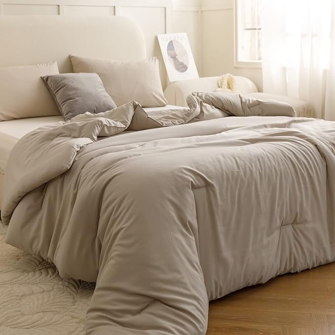 ROSGONIA Oatmeal Twin/Twin XL Comforter Set - Image 9