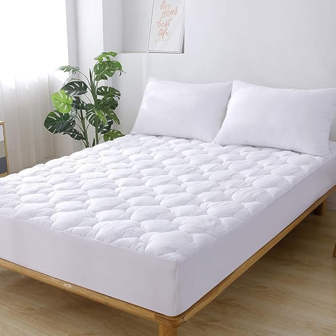 WhatsBedding Waterproof Mattress Pad Twin Size Cotton Top Down Alternative - Image 8