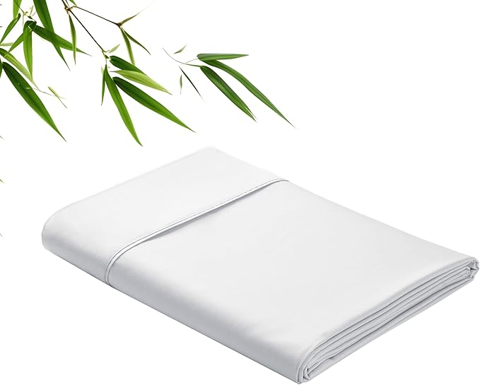 Bamboo Viscose Flat Sheets Only, 400 Thread Count Sateen Weave Queen Size Flat by ZaizaiHome
