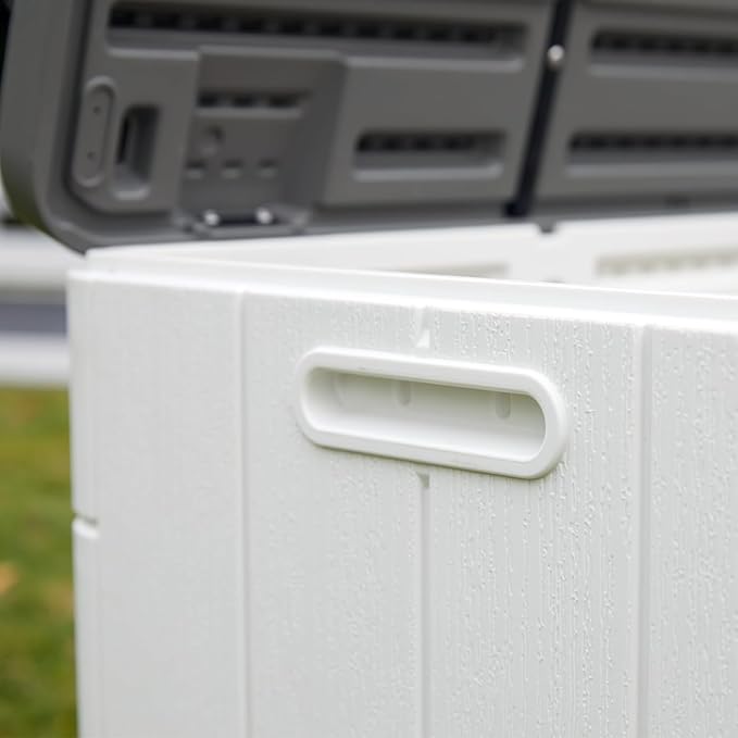 100 Gallon Outdoor Storage Box Waterproof Lockable Resin Deck Box Large, Patio Storage Bin for Pool Accessories Cushion Furniture, Garden Tools, UV-Resistant Outside Delivery Black&White-DeskoryOffice