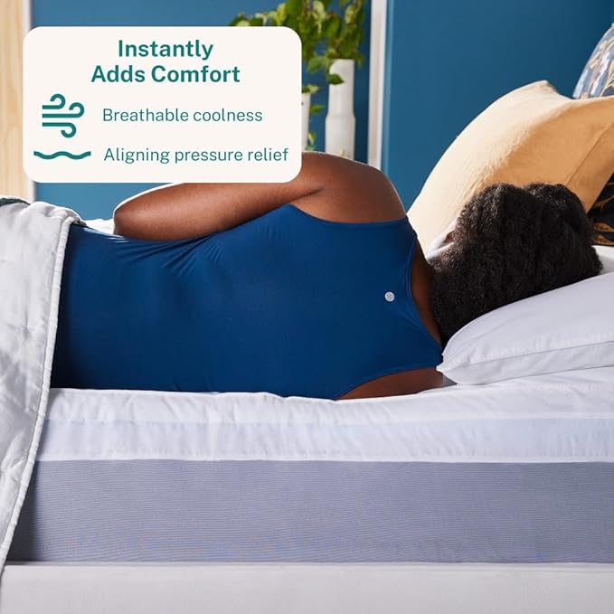 Sleep Innovations Dual Layer 4 Inch Memory Foam Mattress Topper, Queen Size - Image 3