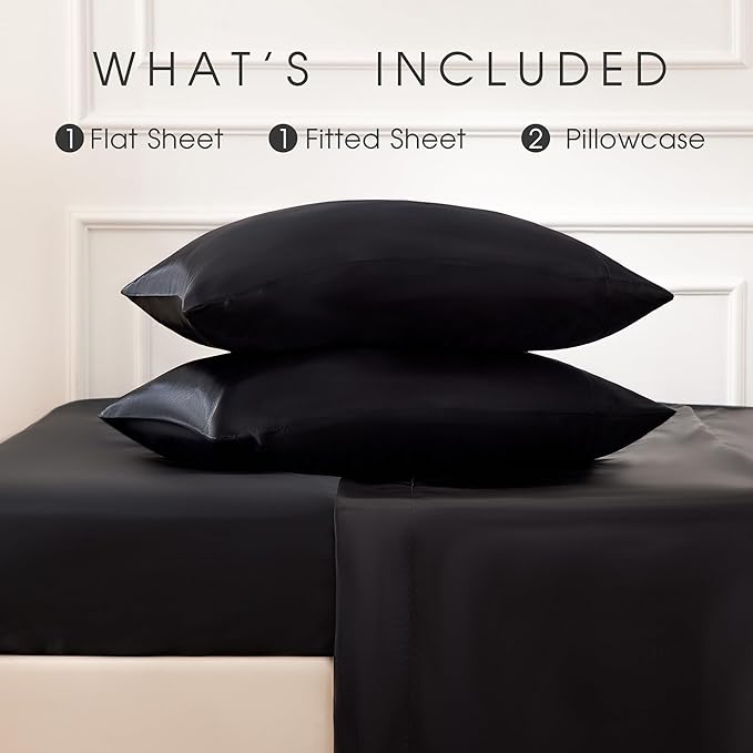 FreshCulture Satin Sheets Queen Size Bed Set- 4 Piece Luxury Soft Silky Queen - Image 3