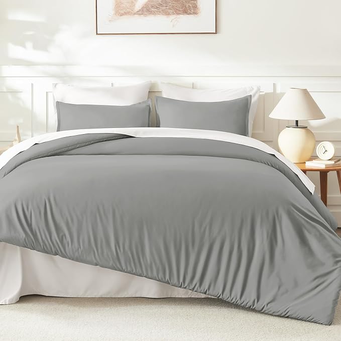 Litanika Comforters Medium Gray Super King Size, 3 Pieces Lightweight Solid - Image 6