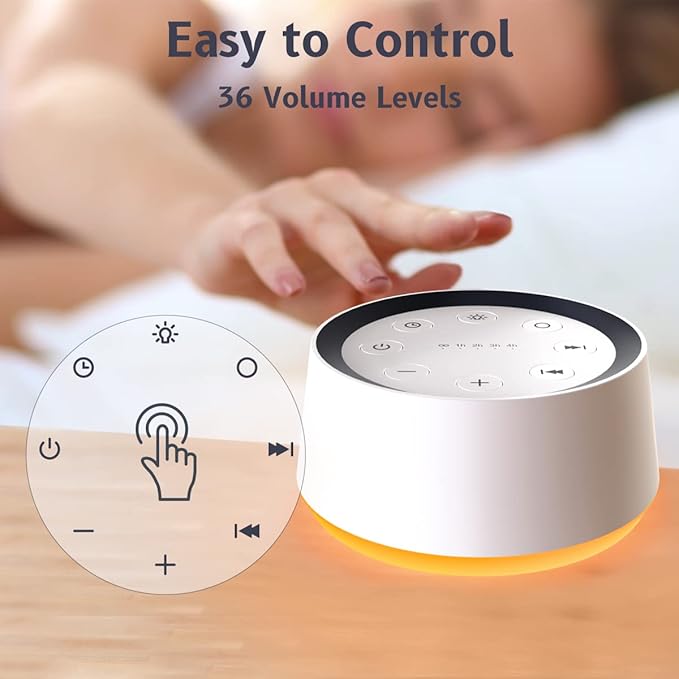 Brown Noise Sound Machine with 30 Soothing Sounds 12 Colors Night Light White - Image 6