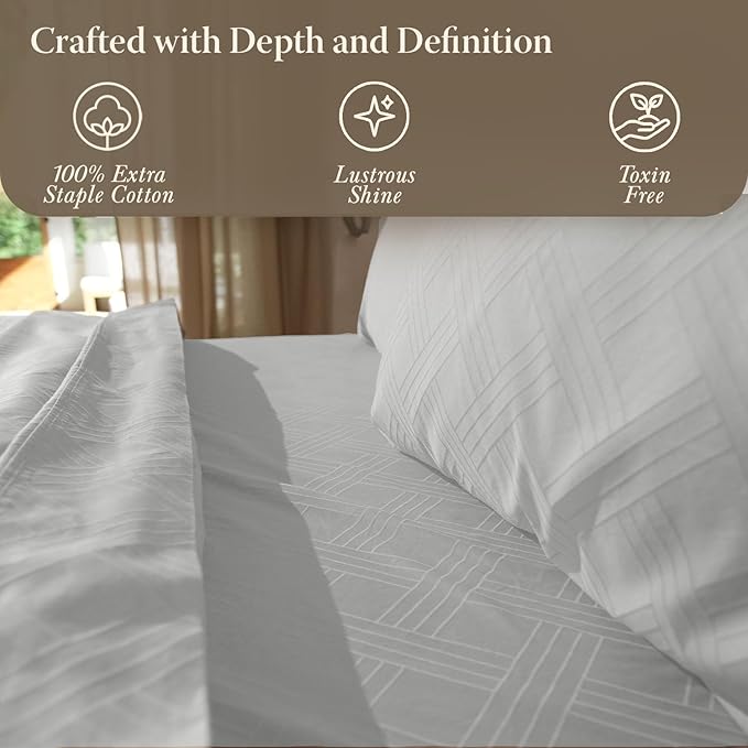 Threadmill California King Size Sheets | 800 Thread Count Jacquard Celine Light - Image 6