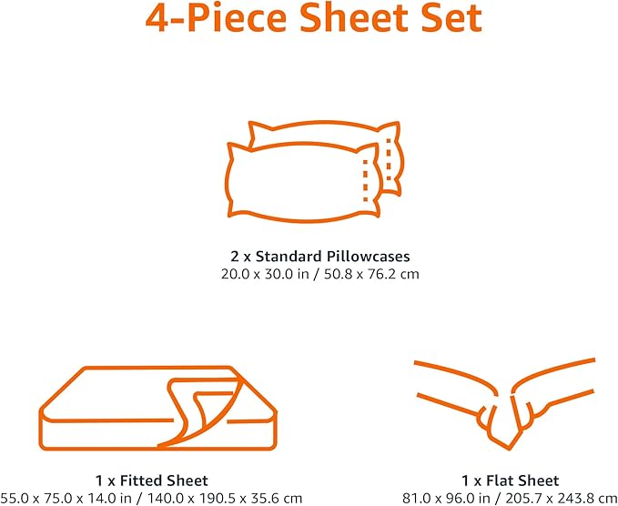 Amazon Basics Breathable Ultra-Soft Microfiber 4 Piece Bed Sheet Set - Image 6