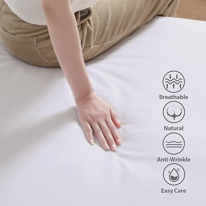 100% Egyptian Cotton Fitted Sheet CK Size White, 600 Thread Count 8-16" Deep - Image 2