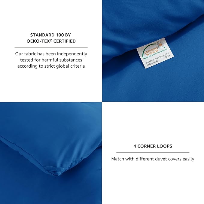 CozyLux Twin Comforter Set Classic Blue, 2 Pieces Twin Extra Long Solid - Image 4