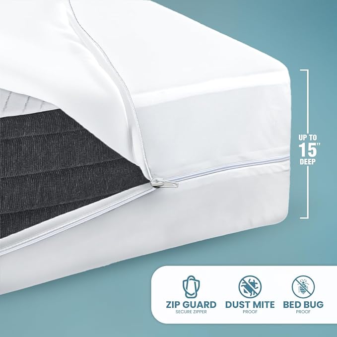 Utopia Bedding Mattress Protector Zippered King Size, 100% Waterproof Bed Bug - Image 9