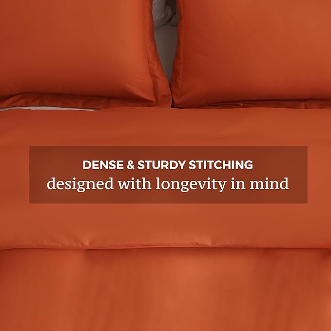 JSD Burnt Orange Duvet Cover Set Queen Size, 3 Piece Duvet Cover - Image 5