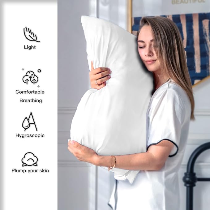 Silk Pillow Cases 2 Pack Soft Breathable and Sliky King Size Pillow Cases Set - Image 3