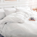NEXHOME PRO Cotton Duvet Cover Queen Size White, Organic Natural Linen Feel by NEXHOMEPRO