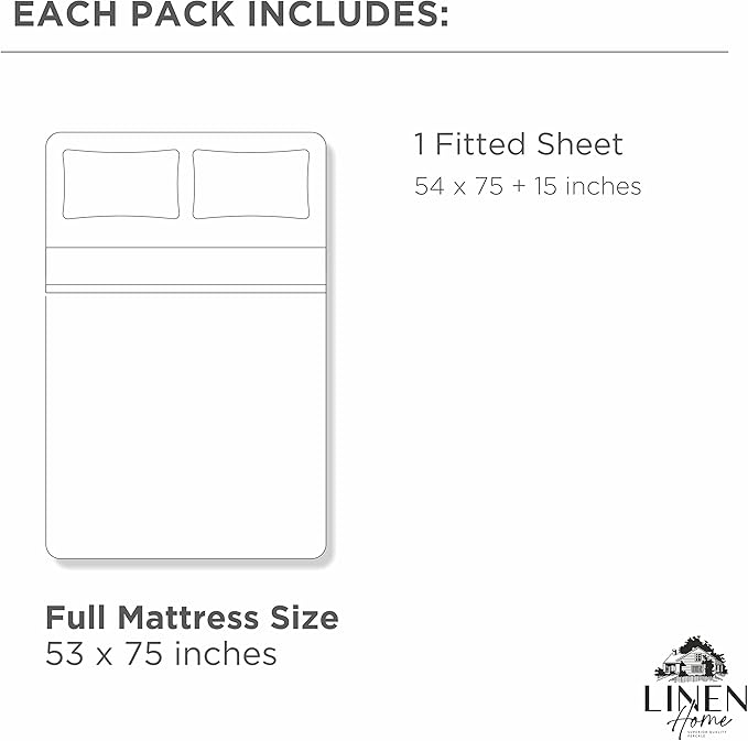 Linen Home 100% Long-Staple Cotton Percale Fitted Sheet Full Size Only - Image 6