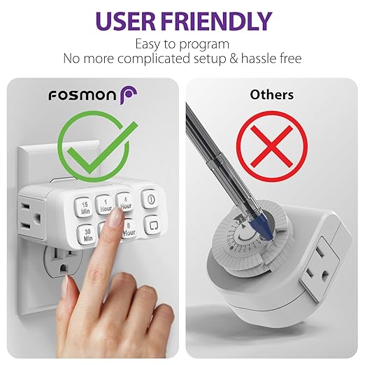 Fosmon Countdown Plug-in Timer Dual Outlets, Indoor Light Timers - Image 5