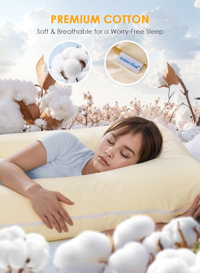 QUEEN ROSE Pregnancy Pillows, Soft Cotton U Shaped Body Pillow - Image 2