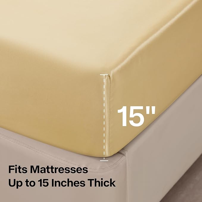 BEDELITE Satin Sheets Twin Size Bed Set, Luxury Soft Champagne Silky Sheets - Image 5